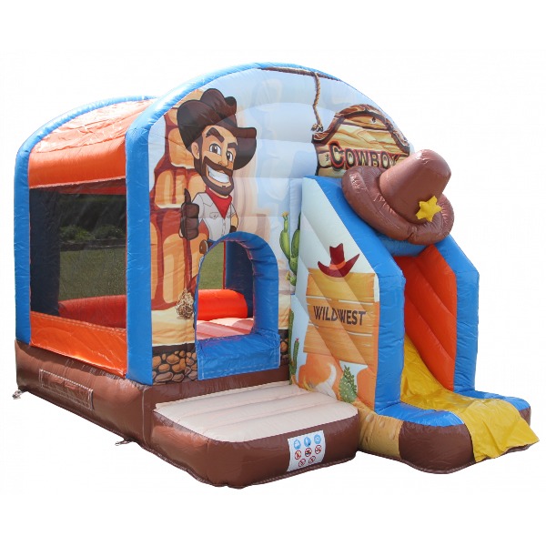 Springkussen Cowboy met glijbaan 4x3
